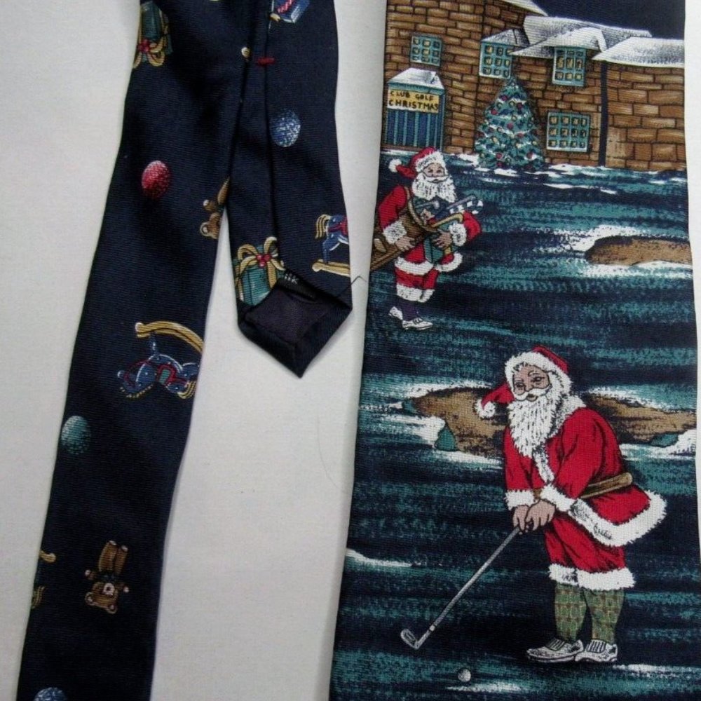 Vintage Stafford Golf Christmas Santa Tie Silk Golfer Holiday